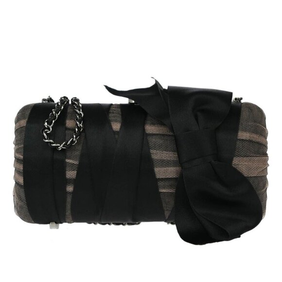 Chanel Black Satin Bow Shoulder Bag 143891 - Picture 1 of 10